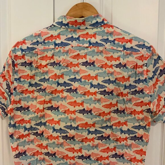 J. Crew Factory Men’s Trout Print Slim Short Sleeve Button Front Shirt Medium - Picture 7 of 10